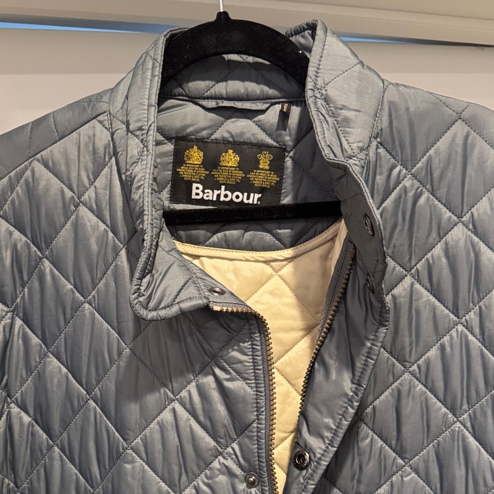 Barbour Men's Quilted Jacket - Blue and Cream